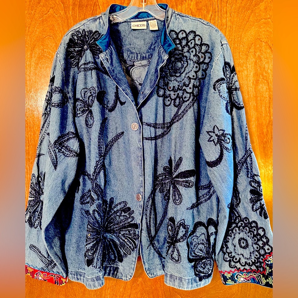 Gorgeous Jean Jacket with many custom details and colors.